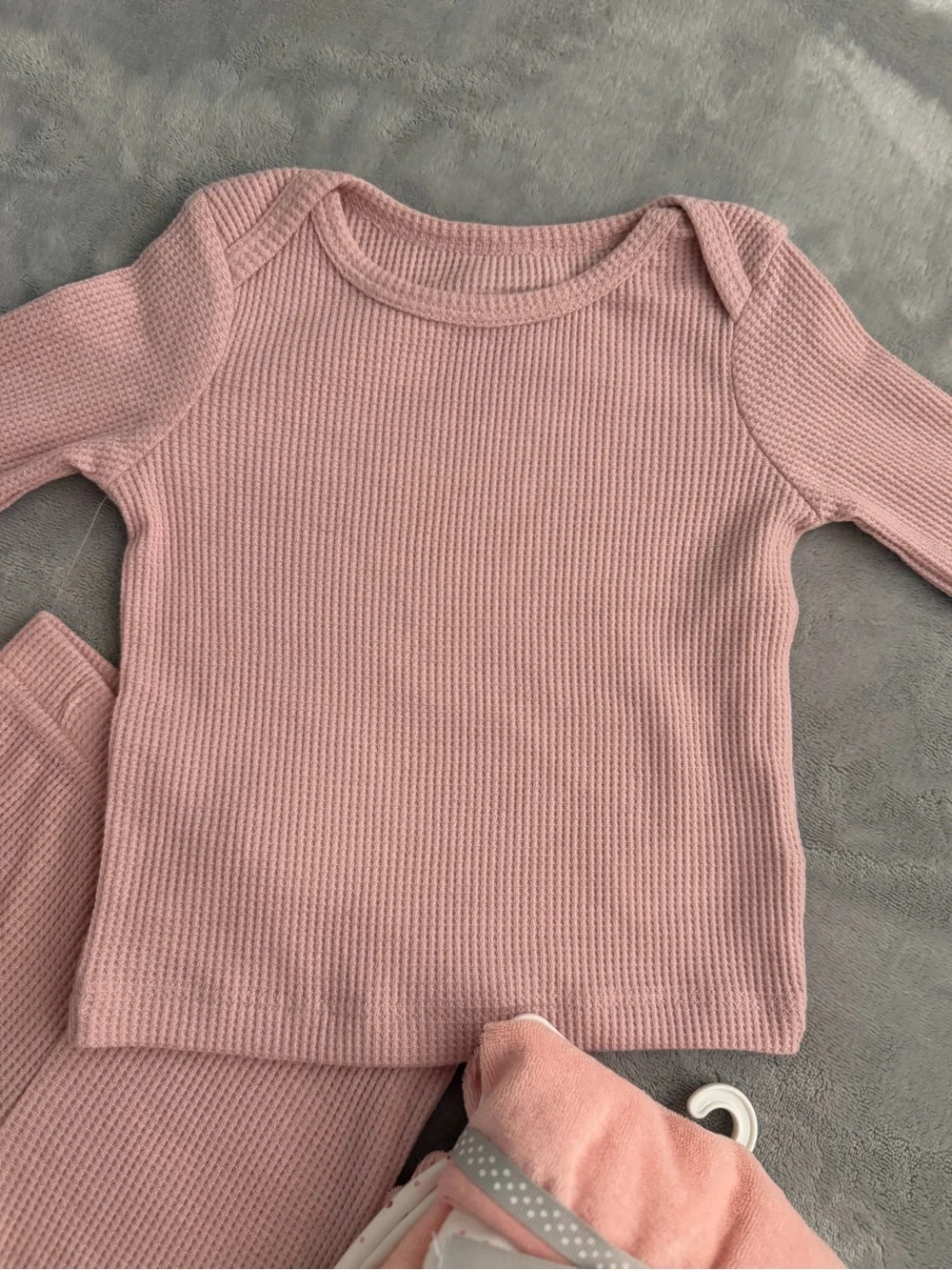 Carter's Dusty Pink Ribbed Baby Lounge Set with Matching Bodysuits